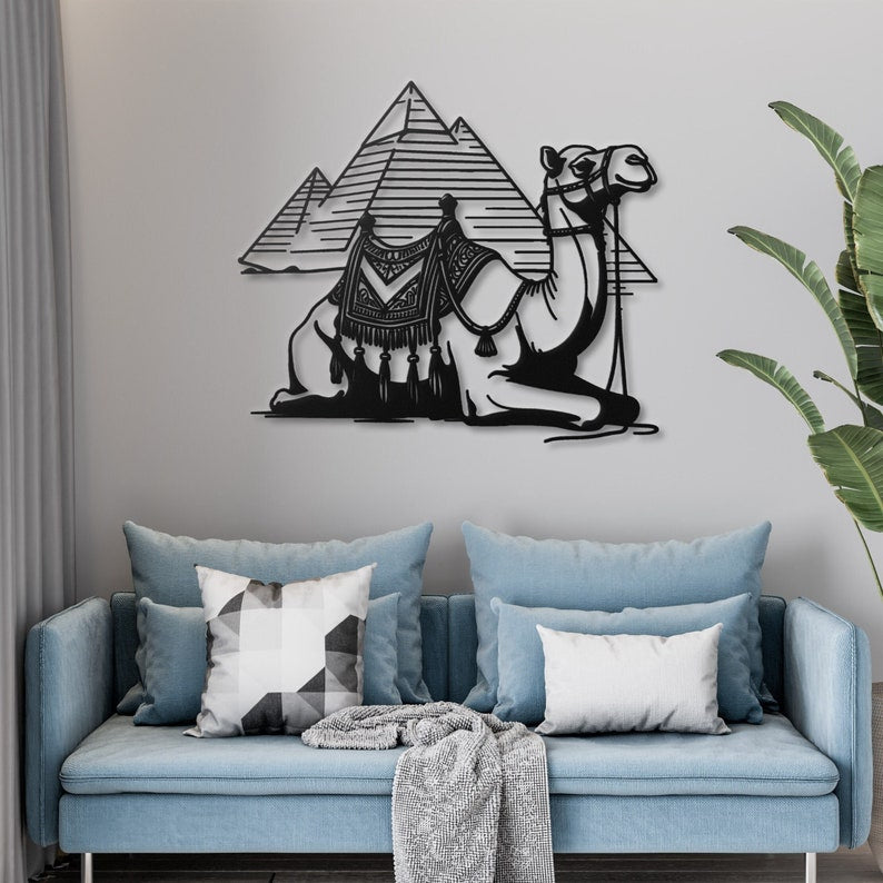 Elegant Camel and Pyramids Wall Art