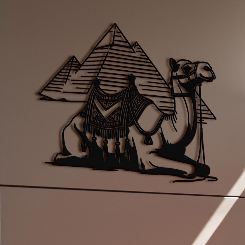 Elegant Camel and Pyramids Wall Art