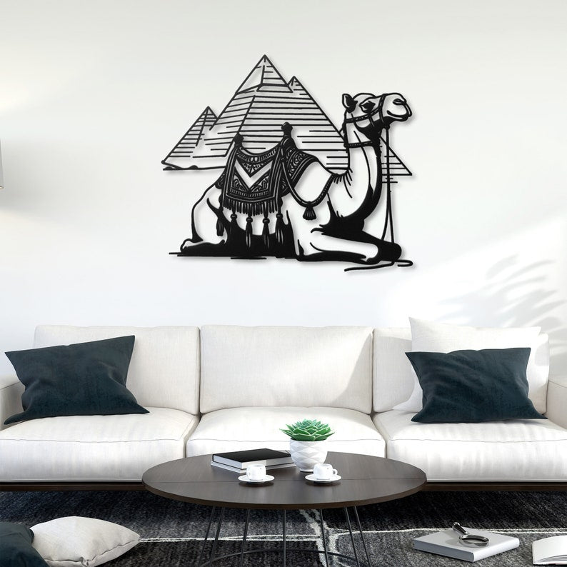 Elegant Camel and Pyramids Wall Art
