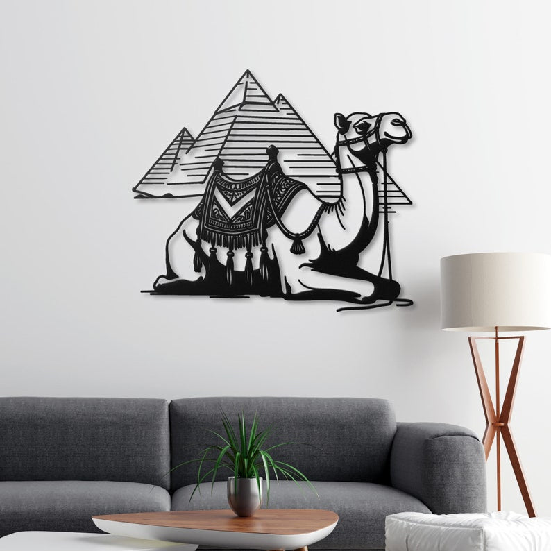 Elegant Camel and Pyramids Wall Art