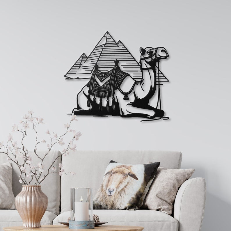 Elegant Camel and Pyramids Wall Art