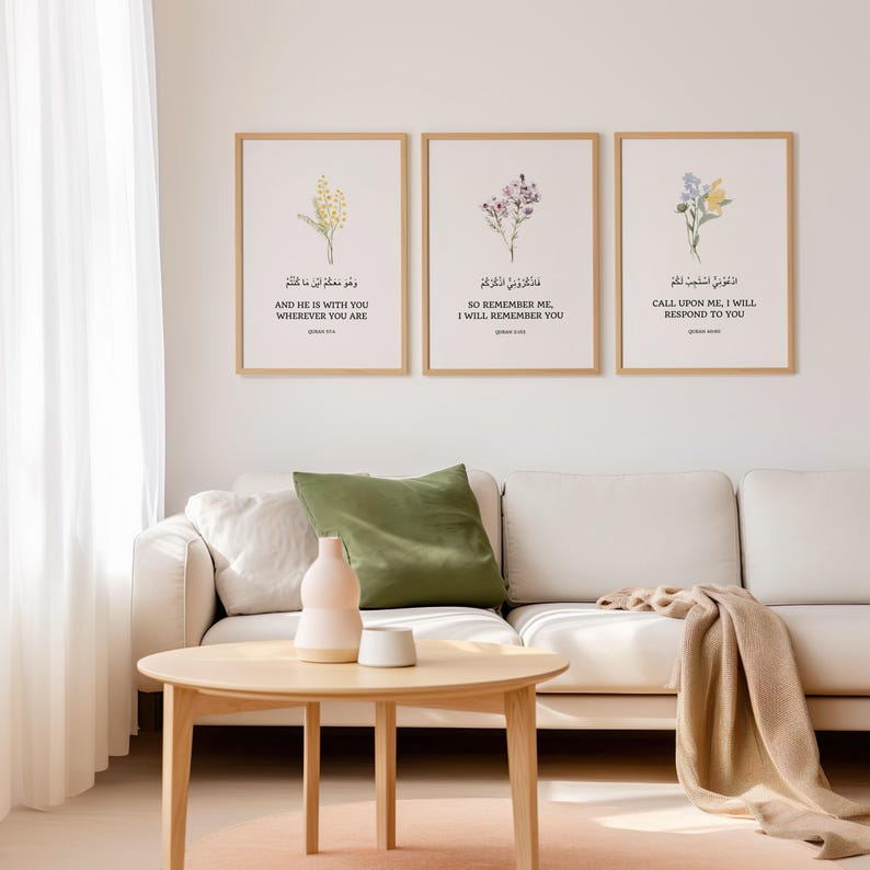Set of 3 Quran Quotes Islamic Wall Art, Quran Verse, Islamic Wall Decor, Islamic Posters and Prints Islamic Gift