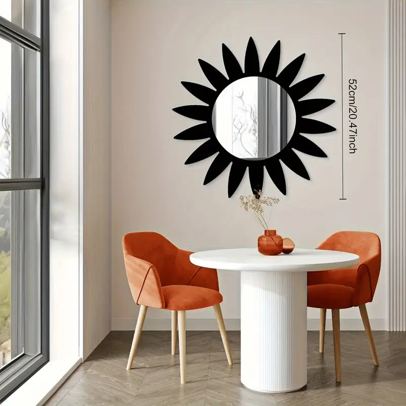 Black Mirror Wooden Sunflower Acrylic Mirror