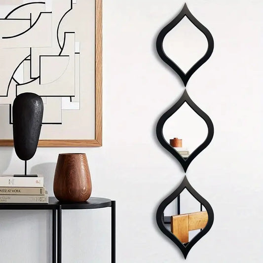 3pcs Mid-Century Modern Tear Drop Mirror Wall Decor