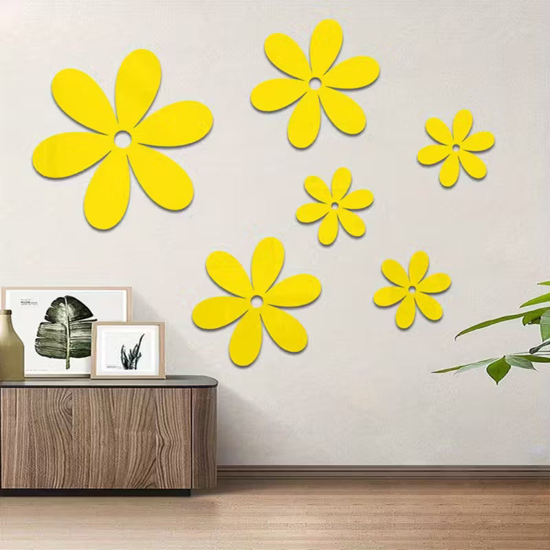 DIY Three-Dimensional Flower Acrylic Mirror Wall Stickers