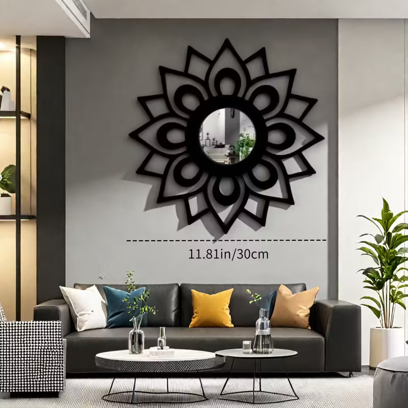 Sunflower Wooden Wall Mirror Art