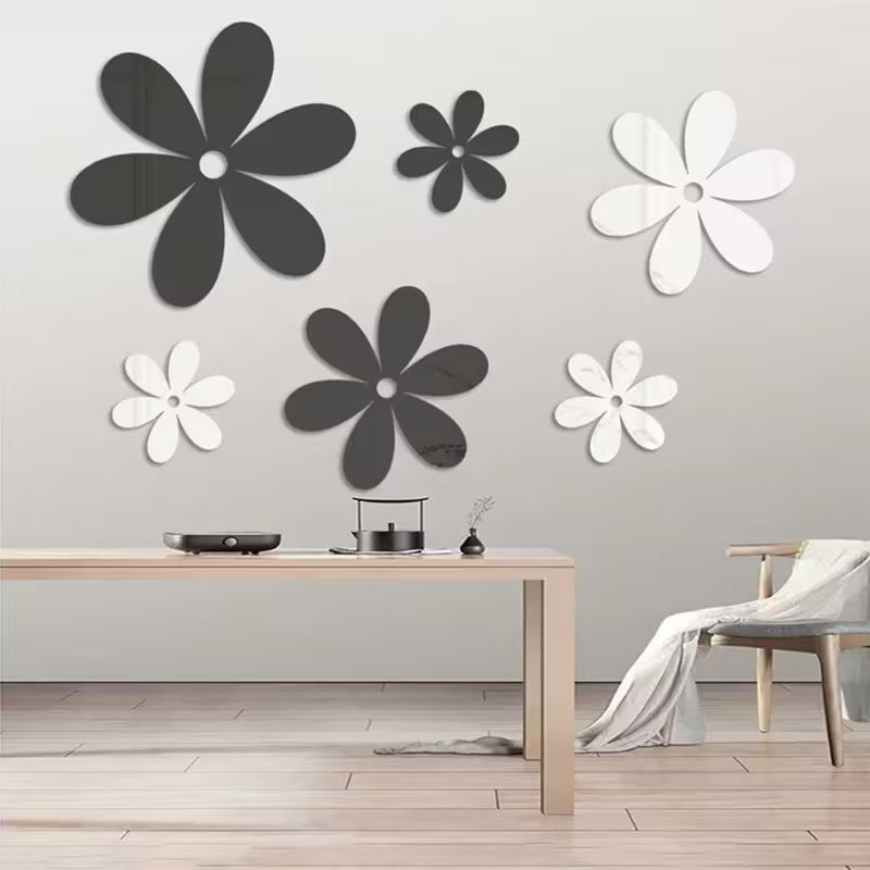 DIY Three-Dimensional Flower Acrylic Mirror Wall Stickers