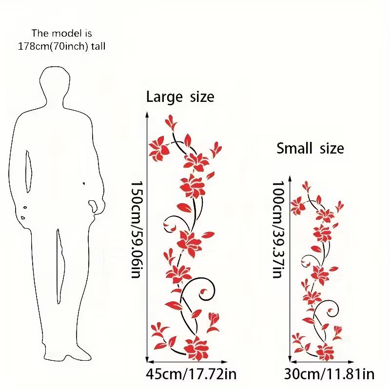 3D Acrylic Rose Flower Mirror Wall Stickers