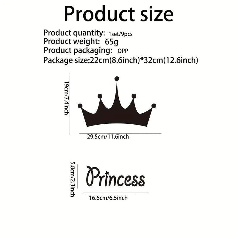 3D Crown Acrylic Mirror Wall Sticker