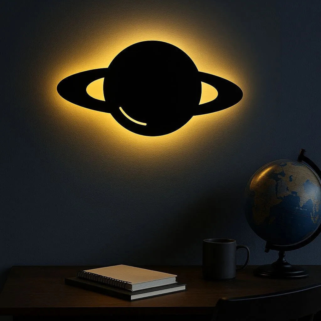 3D Planet Night Light – Plug-In Wall Lamp for Cozy, Ambient Bedrooms & Kids' Rooms