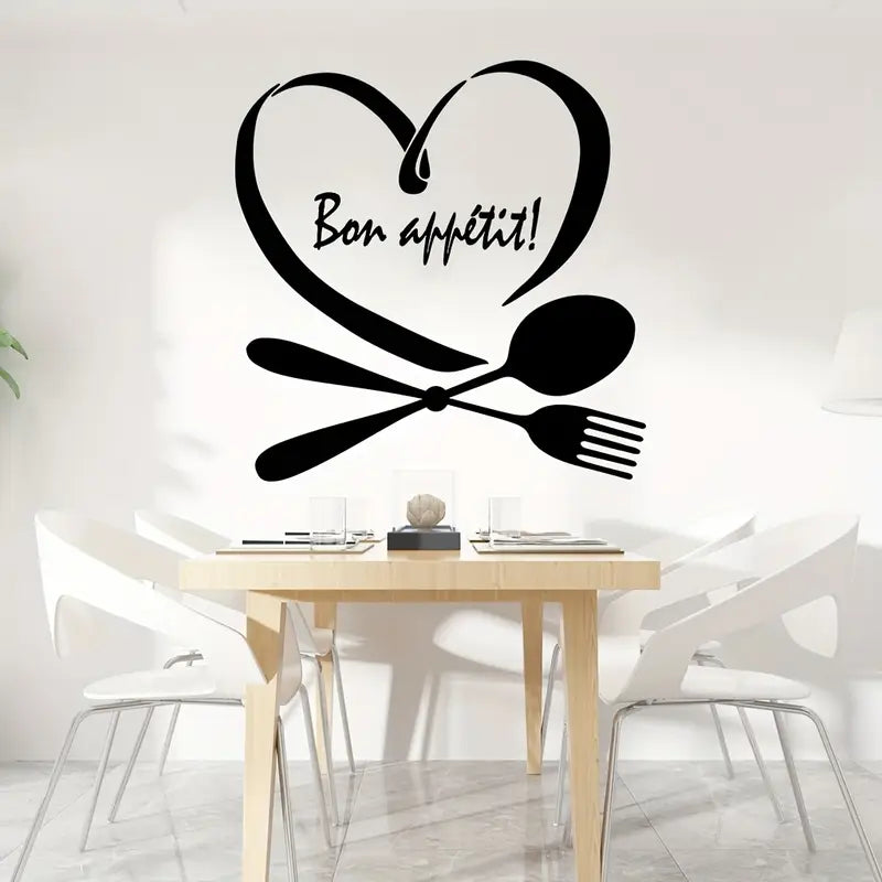 Spoon & Fork with Heart - Beautiful Kitchen Wall Decal - Best For Home & Restaurant