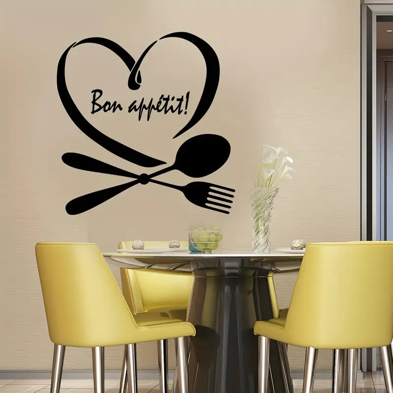 Spoon & Fork with Heart - Beautiful Kitchen Wall Decal - Best For Home & Restaurant