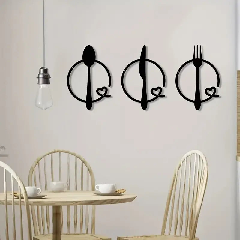 Spoon, Knife and Fork With heart - Beautiful Kitchen Wall Decal - Best For Gifting