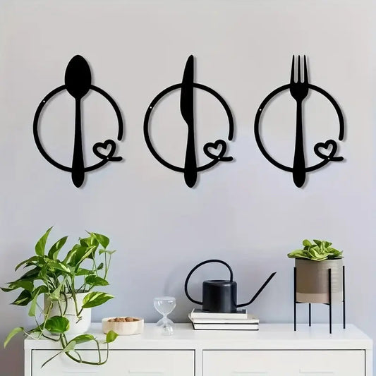 Spoon, Knife and Fork With heart - Beautiful Kitchen Wall Decal - Best For Gifting