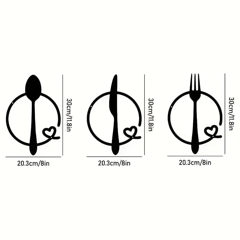 Spoon, Knife and Fork With heart - Beautiful Kitchen Wall Decal - Best For Gifting