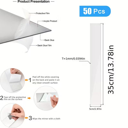 Acrylic Frameless Mirror Stickers - Set Of 50, - DIY Decoration In Living Room And Bedroom At Home