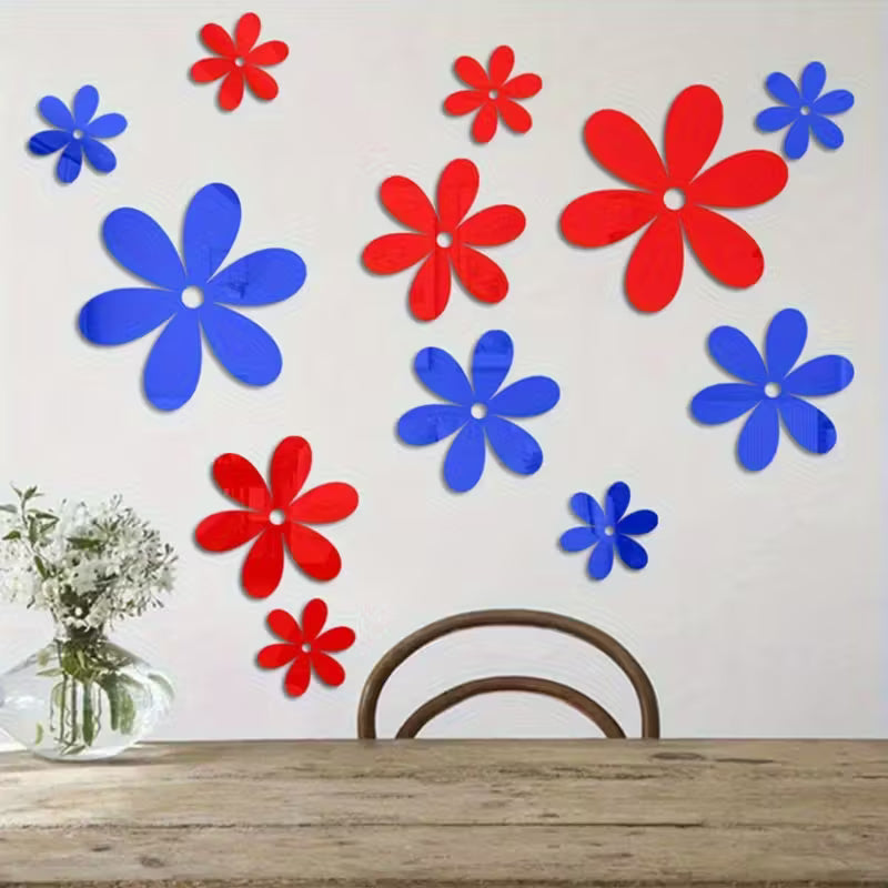 DIY Three-Dimensional Flower Acrylic Mirror Wall Stickers