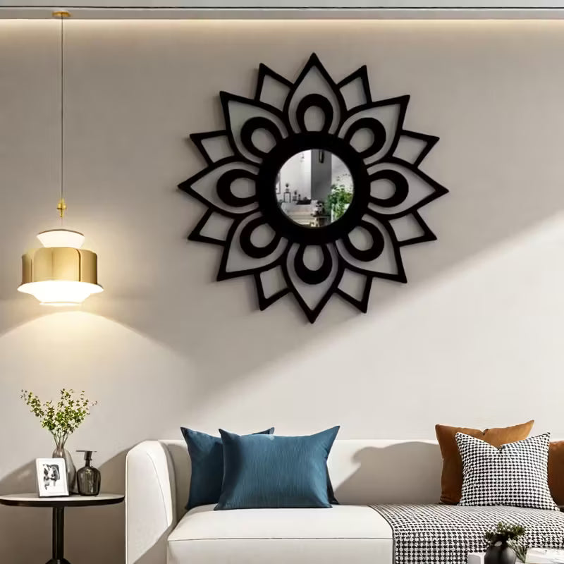 Sunflower Wooden Wall Mirror Art