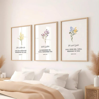Set of 3 Quran Quotes Islamic Wall Art, Quran Verse, Islamic Wall Decor, Islamic Posters and Prints Islamic Gift