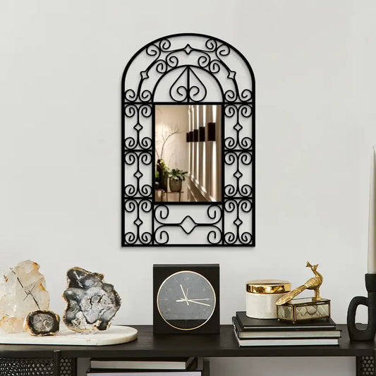 Black Acrylic Wall Mirror with Ornate Frame