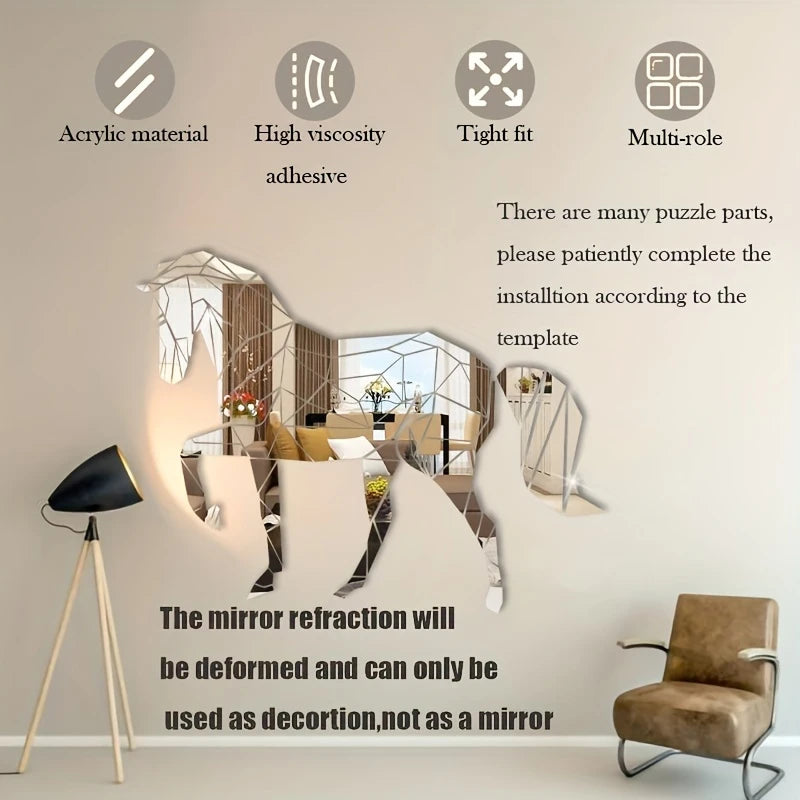 Horse Theme 3D Acrylic Mirror Wall Art