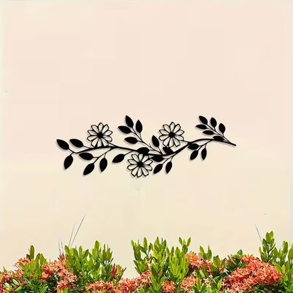 Black Acrylic Tree Leaf Wall Art - Durable Wall Mural with Floral Design