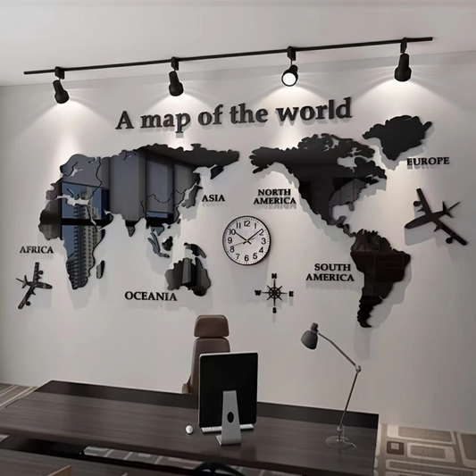 World Map Creative Wall Art - 3D Acrylic Geography Decor