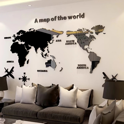 World Map Creative Wall Art - 3D Acrylic Geography Decor