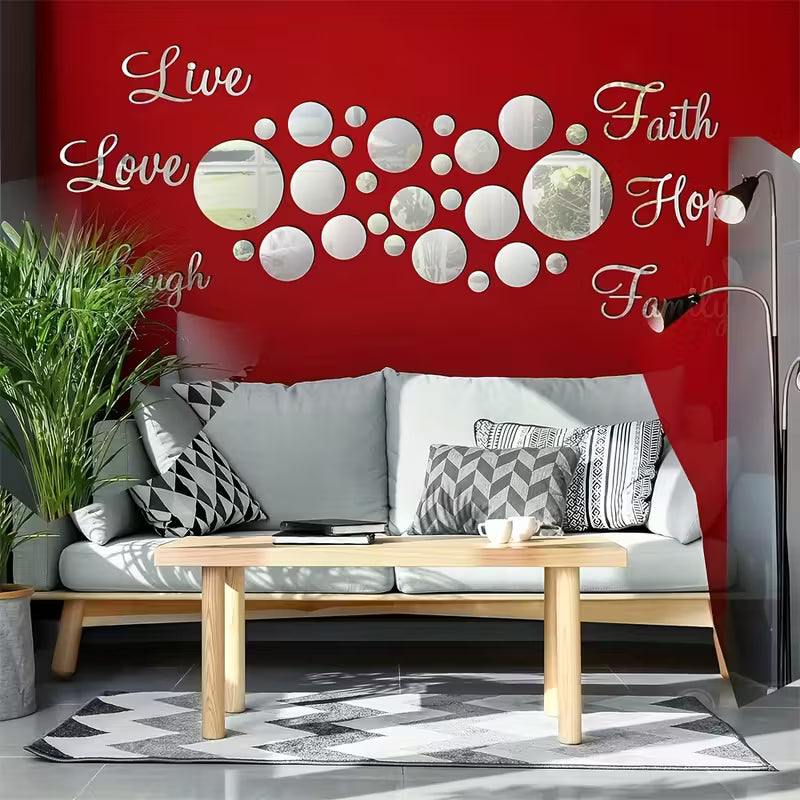 26pcs Acrylic Mirror Wall Stickers