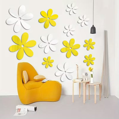 DIY Three-Dimensional Flower Acrylic Mirror Wall Stickers