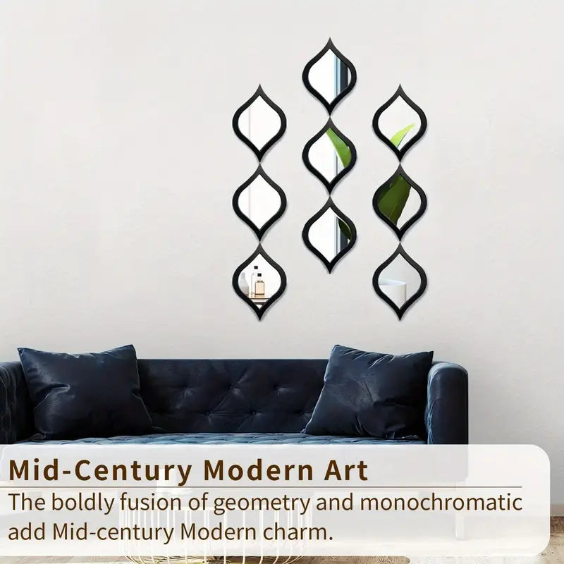 3pcs Mid-Century Modern Tear Drop Mirror Wall Decor