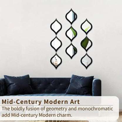 3pcs Mid-Century Modern Tear Drop Mirror Wall Decor