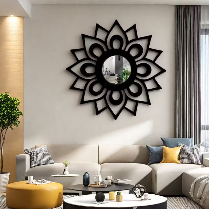 Sunflower Wooden Wall Mirror Art