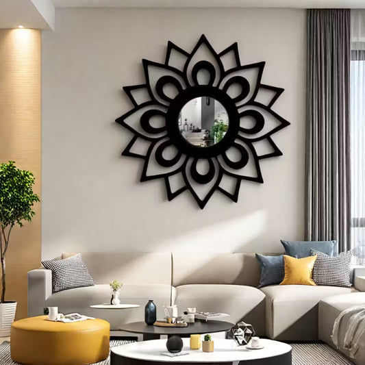 Sunflower Wooden Wall Mirror Art