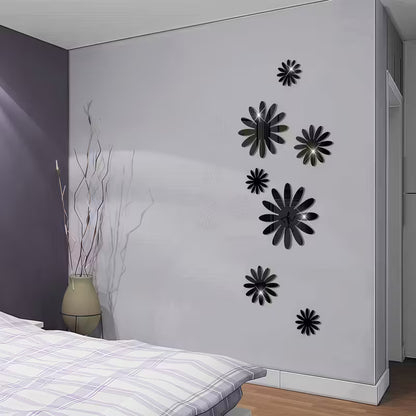 Seven-Piece Acrylic Flower Mirror Wall Stickers