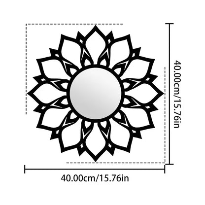 Modern Acrylic Wall Mirror - Black Geometric Round Decorative Art,