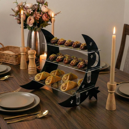 Ramadan Moon Tiered Serving Stand - 3 Tier Dessert Display Tray
