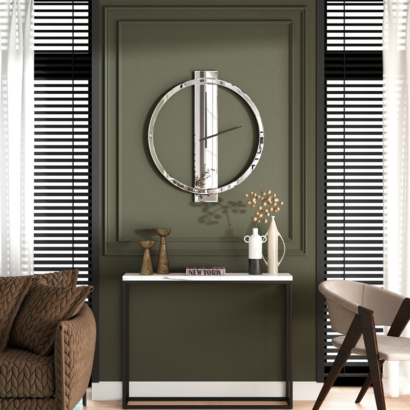 Glass Wall Clock Mirrored Round Clock