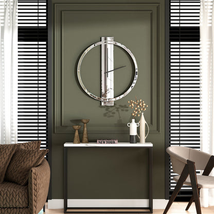 Glass Wall Clock Mirrored Round Clock