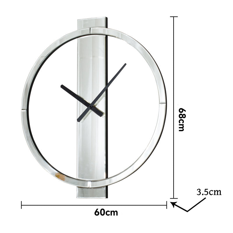 Glass Wall Clock Mirrored Round Clock