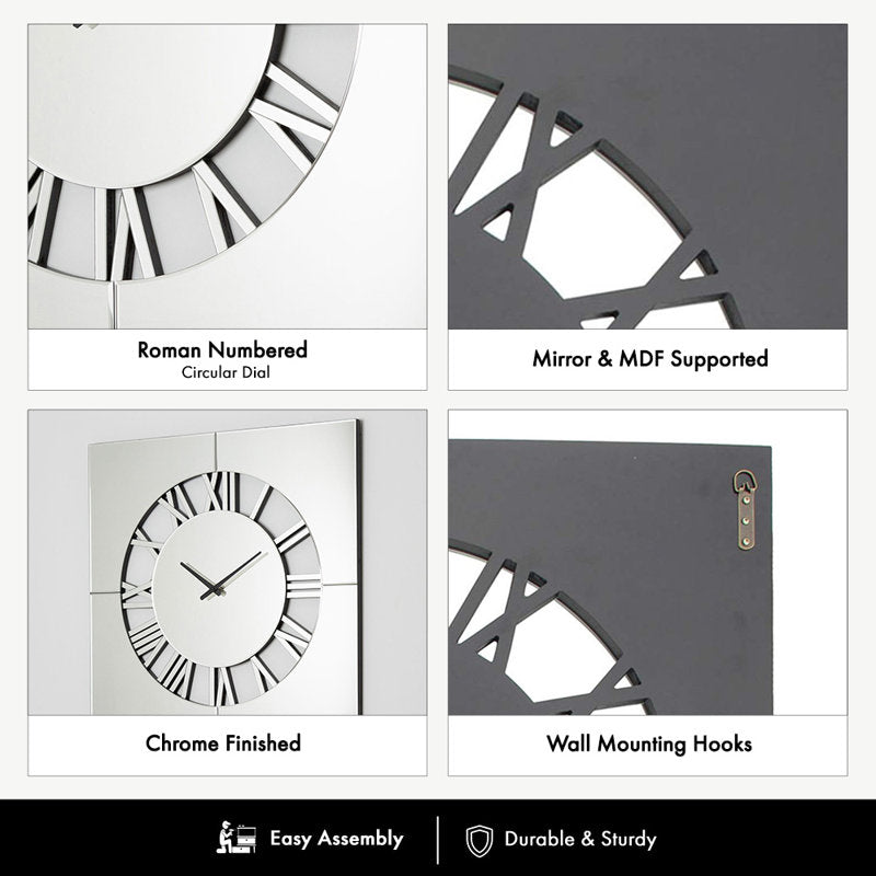 Modern Mirror Wall Clock – Living Room Decor