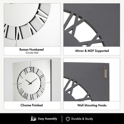 Modern Mirror Wall Clock – Living Room Decor