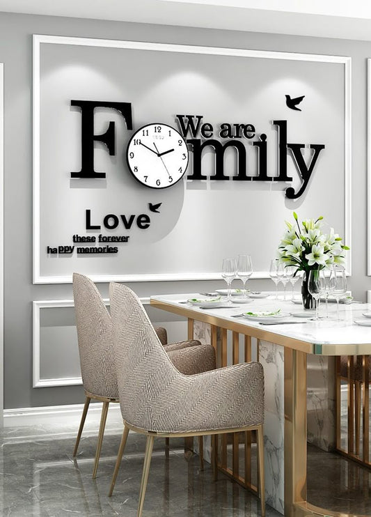 We Are Family” DIY Acrylic Wall Clock – Elegant Home Decoration