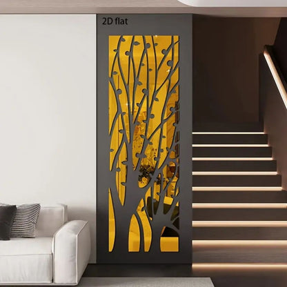 Money Tree Acrylic Mirror Wall Art, Abstract Tree Decorative Pattern