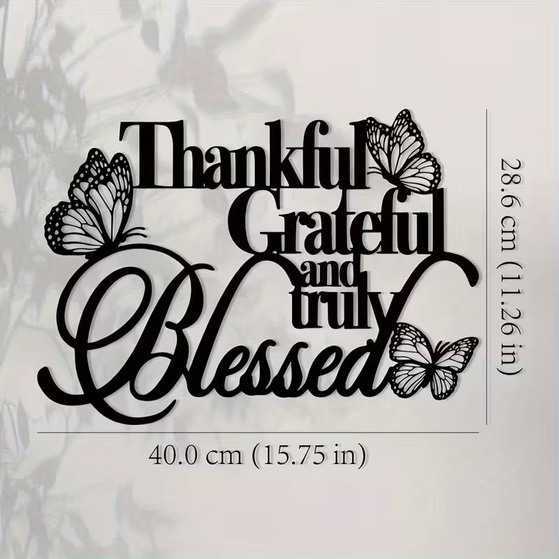 Cursive Script Acrylic Wall Art Thankful Grateful Blessed by Signature Wall Arts UAE