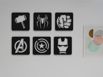 Set of 6 | Avengers; Thor, Hulk, Spiderman, Ironman, Captain America Signs