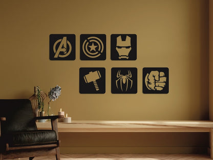 Set of 6 | Avengers; Thor, Hulk, Spiderman, Ironman, Captain America Signs