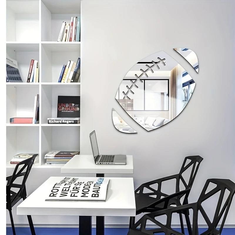 Creative Mirror Stickers for Kids Room – Football-Themed Acrylic 3D Art