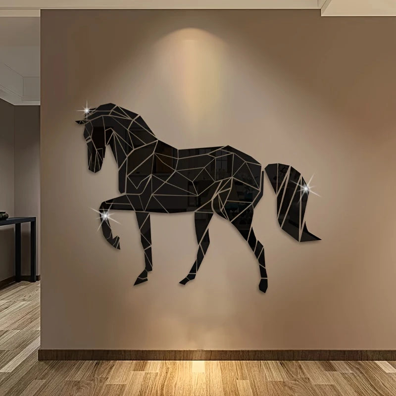 Horse Theme 3D Acrylic Mirror Wall Art