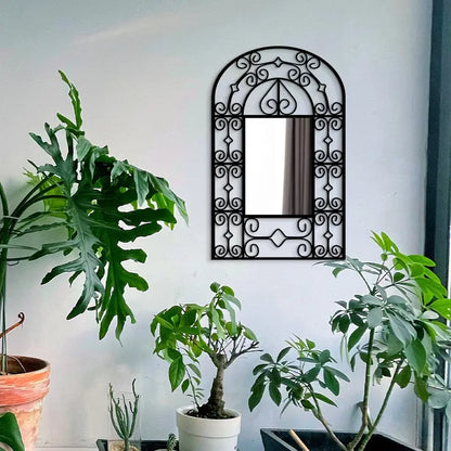 Black Acrylic Wall Mirror with Ornate Frame